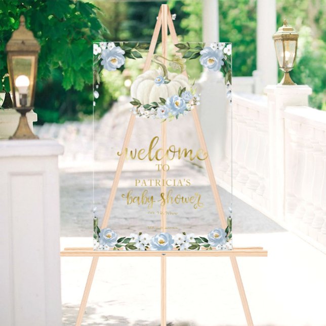 Panneau En Acrylique Baby shower d'automne de verdure citrouille Affich (Créateur téléchargé)