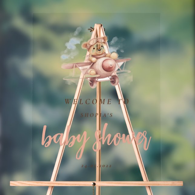 Panneau En Acrylique Baby shower d'aventure Whimsical Pink (Neutre)