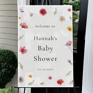 Panneau En Acrylique Baby shower de printemps fleur sauvage Bienvenue