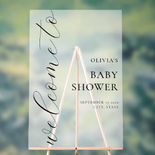 Panneau En Acrylique Baby shower de script de calligraphie élégant