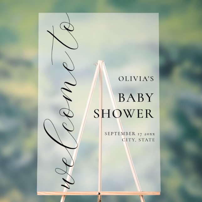 Panneau En Acrylique Baby shower de script de calligraphie élégant (Neutre)