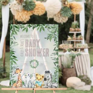 Panneau En Acrylique Baby shower écologique Safari Neutre Genre Bienven