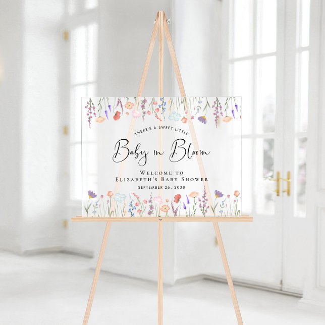 Panneau En Acrylique Baby shower fleur sauvage (Créateur téléchargé)
