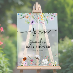 Panneau En Acrylique Baby shower fleur sauvage