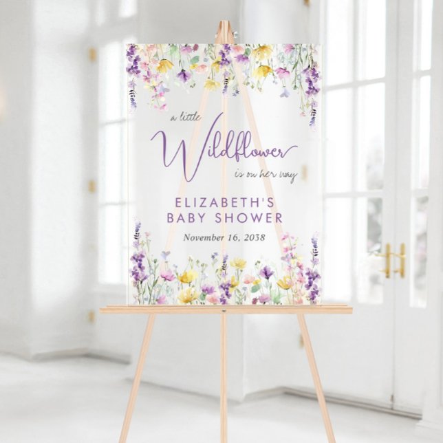 Panneau En Acrylique Baby shower Fleur sauvage Boho Bienvenue Froid (Créateur téléchargé)