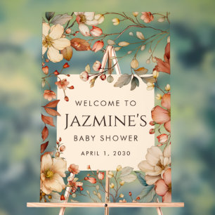 Panneau En Acrylique Baby shower Fleur sauvage Cottagecore Bienvenue