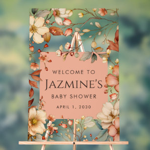 Panneau En Acrylique Baby shower Fleur sauvage Cottagecore Bienvenue