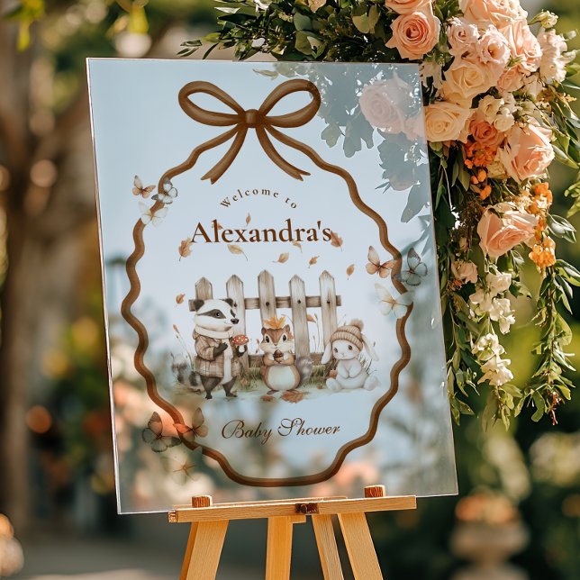 Panneau En Acrylique Baby shower forestier En vichy neutre (Créateur téléchargé)