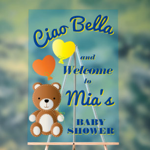 Panneau En Acrylique Baby shower garçon Ciao Bella