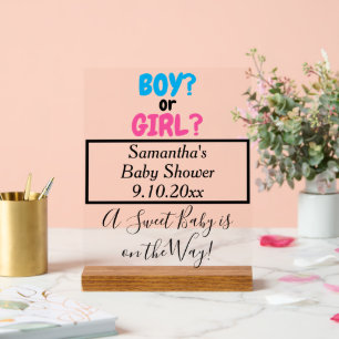 Panneau En Acrylique Baby shower Garçon ou fille Maman à être le nom