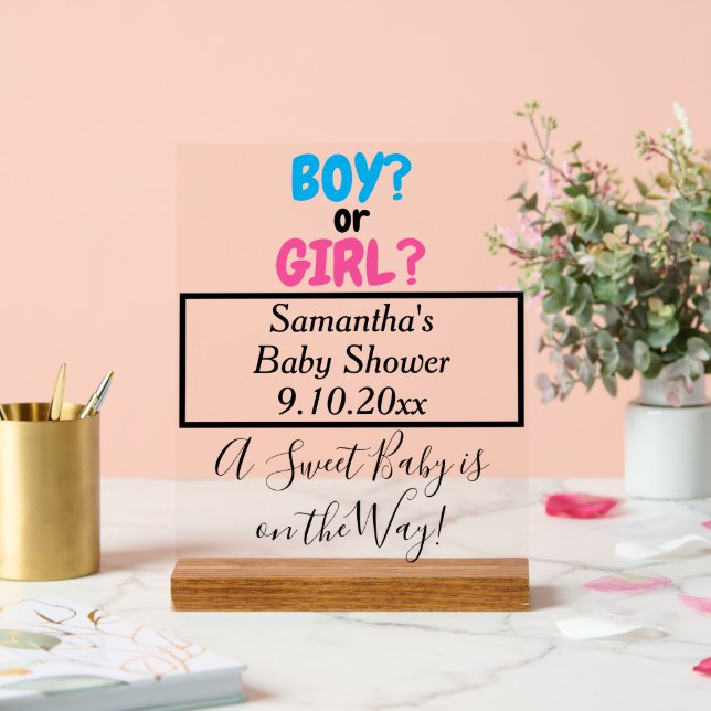 Panneau En Acrylique Baby shower Garçon ou fille Maman à être le nom (Mariage)
