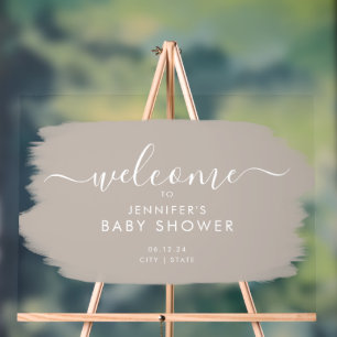 Panneau En Acrylique Baby shower moderne Accueil Peinture Beige blanc