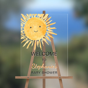 Panneau En Acrylique Baby shower Soleil Boho-Neutre-Sexe Bienvenue