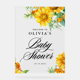 Panneau En Acrylique Baby shower Sunflower et Sea Buckthorn Bienvenue