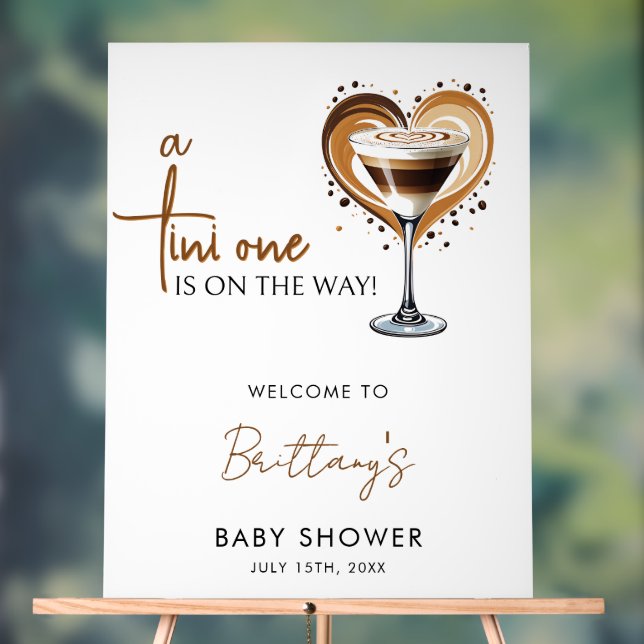 Panneau En Acrylique Baby shower Tini One Espresso Martini Bienvenue (Neutre)