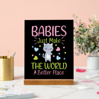 Panneau En Acrylique Baby word art monde nursery