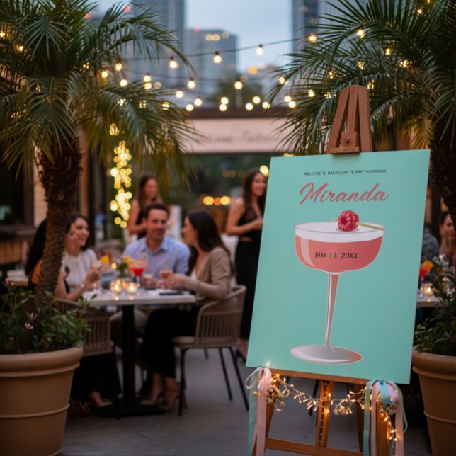 Panneau En Acrylique Bachelorette Party Cocktail Welcome Sign (Créateur téléchargé)