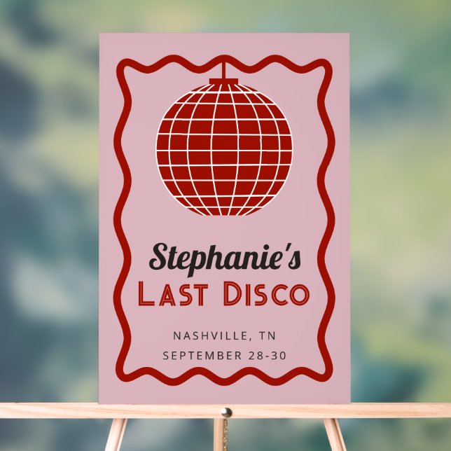 Panneau En Acrylique Bachelorette rétro Wave Pink et Red Dernier Disco (Neutre)
