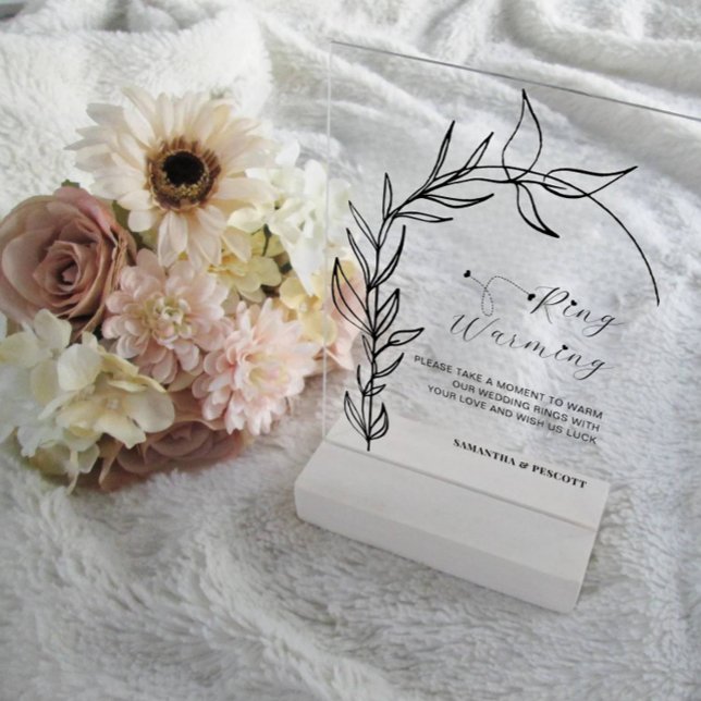 Panneau En Acrylique Bagues d'arc de feuillage minimes Mariage de récha (Créateur téléchargé)