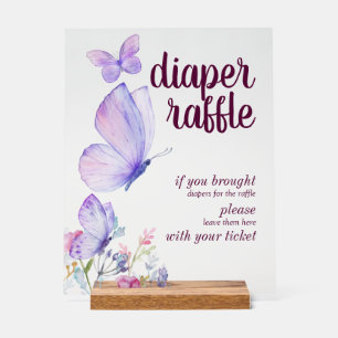 Panneau En Acrylique Baisers à papillon   Broche de couches pourpre