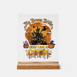 Panneau En Acrylique Balai Brisé Cuisine Maison Hantée Halloween Chaudr