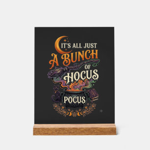 Panneau En Acrylique Balai de sorcière Hocus Pocus Chat noir Chaudron m