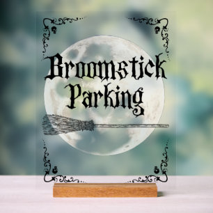 Panneau En Acrylique Balai de sorcière lunaire fantaisiste Parking