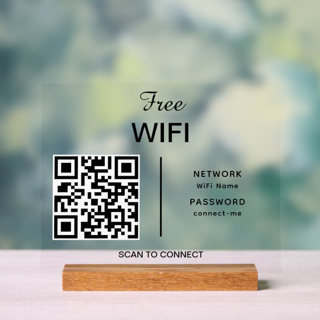Panneau En Acrylique Balayage de code QR du réseau Wifi pour connecter  (Neutre)