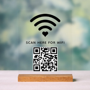 Panneau En Acrylique Balayage de code QR Wifi pour connecter auto-adhés