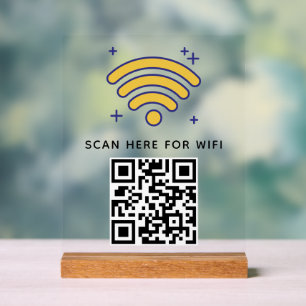 Panneau En Acrylique Balayage de code QR Wifi pour connecter auto-adhés