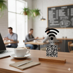 Panneau En Acrylique Balayage de code QR Wifi pour connecter auto-adhés