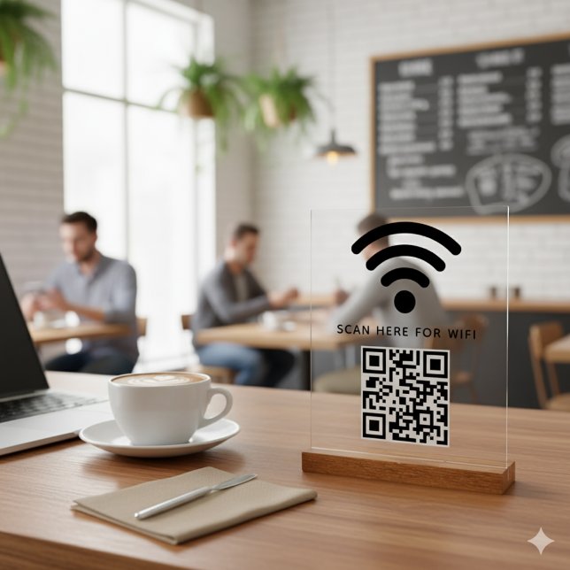 Panneau En Acrylique Balayage de code QR Wifi pour connecter auto-adhés (Créateur téléchargé)