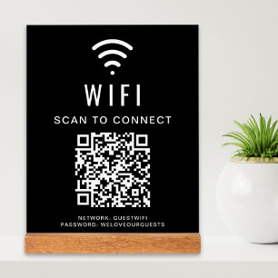 Panneau En Acrylique Balayage de code QR Wifi Pour Connexion Noir
