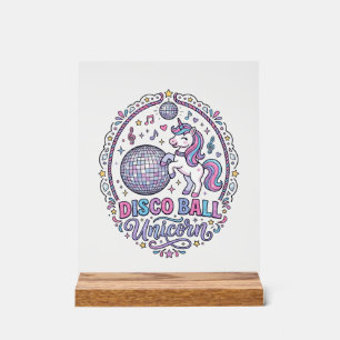Panneau En Acrylique Balle de disco Licorne Licorne Impression ludique