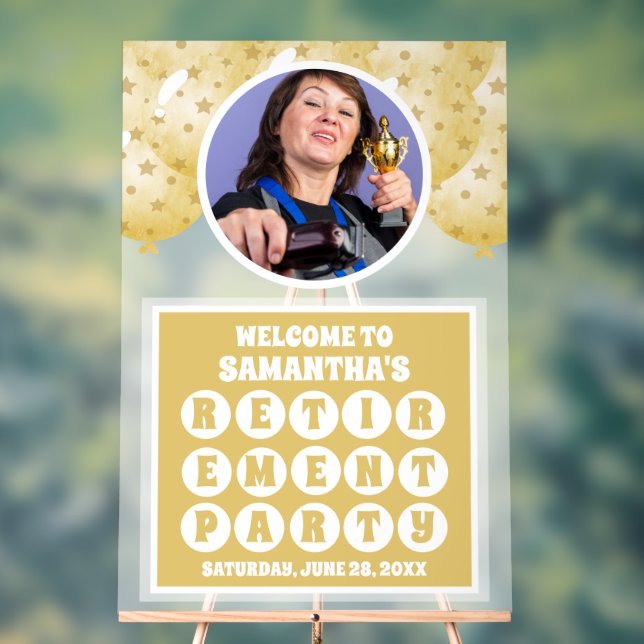 Panneau En Acrylique Ballons d'or Photo Retrait Bienvenue Frosted (Neutre)