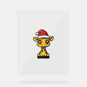 Panneau En Acrylique Bande-dessinée de la Giraffe de Noël