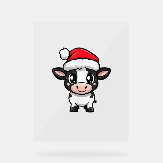 Panneau En Acrylique Bande dessinée de Noël de vache (Recto)