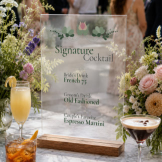 Panneau En Acrylique Bar à cocktails de mariage avec signature personna