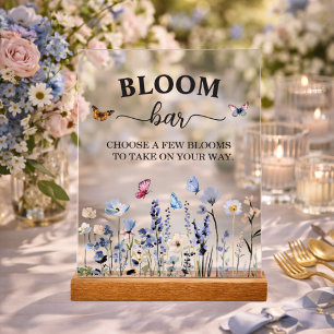Panneau En Acrylique Bar à fleurs ou Bar à fleurs Bluebell Baby Shower