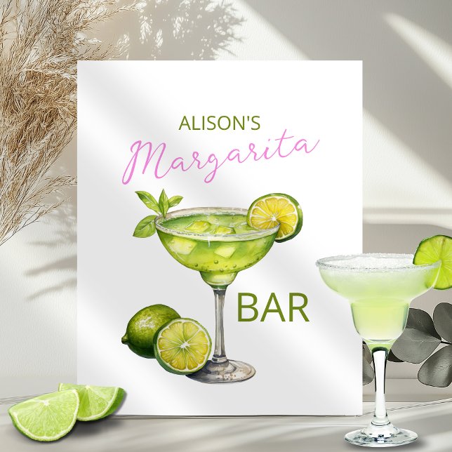 Panneau En Acrylique Bar à Margarita (Personalized Margarita Bar Acrylic Sign)