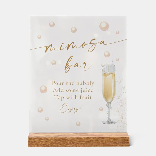 Panneau En Acrylique Bar à Mimosa Mariage Perles et Prosecco (Créateur téléchargé)