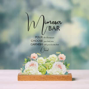 Panneau En Acrylique Bar à Mimosa pour une douche de mariée florale à l