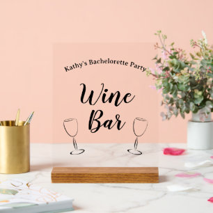 Panneau En Acrylique Bar à vin élégant pour enterrement de vie de jeune