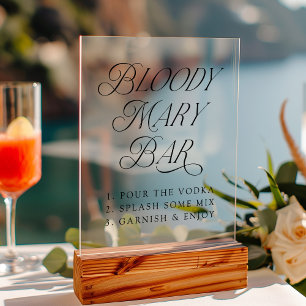Panneau En Acrylique Bar Bloody Mary à la typographie élégante moderne