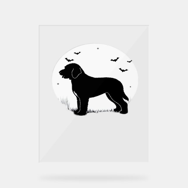 Panneau En Acrylique Barbet Chien - Halloween Lune Silhouette surdimens (Recto)