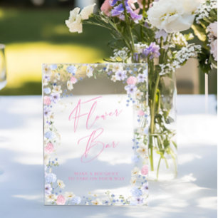 Panneau En Acrylique Barre de fleurs Fête des mariées rose floral
