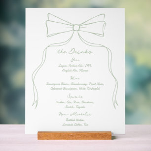 Panneau En Acrylique Barre de Mariage blanche et verte de la flèche à m