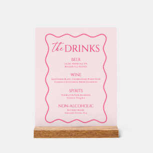 Panneau En Acrylique Barre de menu Retro Wavy Rose Drink