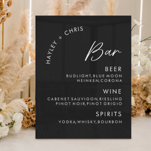 Panneau En Acrylique Barre Mariage acrylique Menu Barre noire