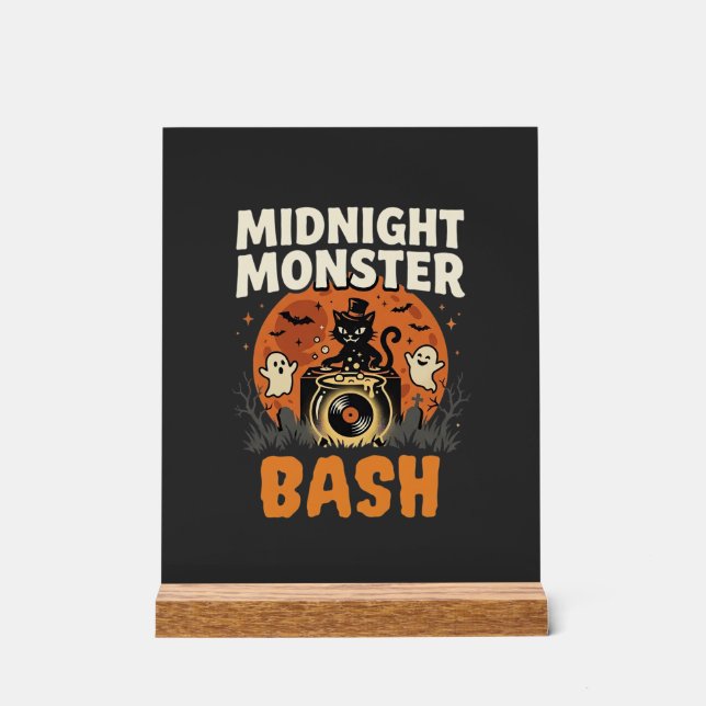 Panneau En Acrylique Bash de monstres de minuit d'Halloween (Recto)